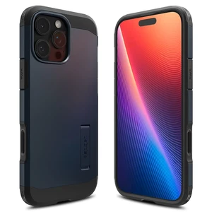 Синий чехол с защитой кнопок Spigen Tough Armor T Mag для iPhone 16 Pro Max - Фото 3