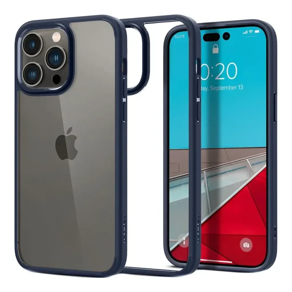 Прозрачный силиконовый чехол Spigen Ultra Hybrid Navy Blue для iPhone 14 Pro Max