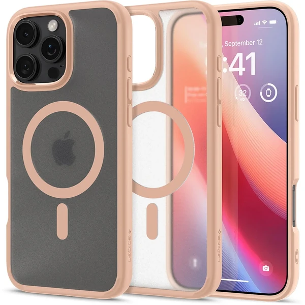 Півпрозорий рожевий чохол Spigen Ultra Hybrid Mag для iPhone 16 Pro