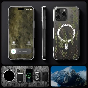 Прозрачный узорчатый чехол Spigen Ultra Hybrid Mag для iPhone 16 Pro Max - Фото 9