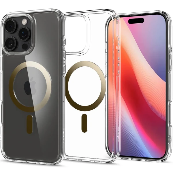 Прозорий золотий чохол Spigen Ultra Hybrid Mag для iPhone 16 Pro Max