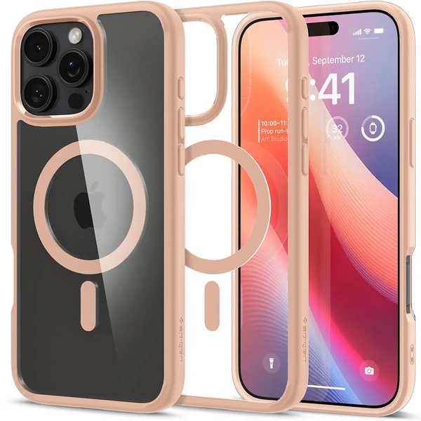 Прозорий рожевий чохол Spigen Ultra Hybrid Mag для iPhone 16 Pro Max