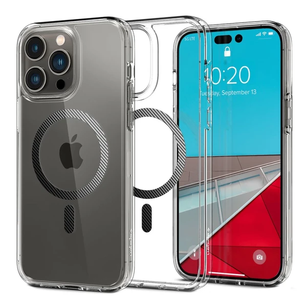 Прозрачный чехол Spigen Ultra Hybrid Mag MagSafe Carbon Fiber для iPhone 14 Pro Max в Черкассах