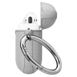 Тканевый чехол с карабином Spigen Urban Fit Gray для AirPods - Фото 2