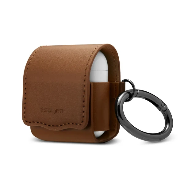 Шкіряний чохол з карабіном Spigen Valentinus Brown для AirPods