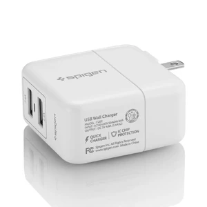 Зарядное устройство Spigen Wall Charger F202 White + EU адаптер - Фото 4
