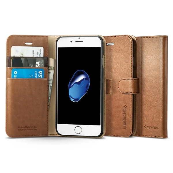 Чехол Spigen Wallet S Brown для iPhone SE 3 | SE 2 | 8 | 7 в Тернополе