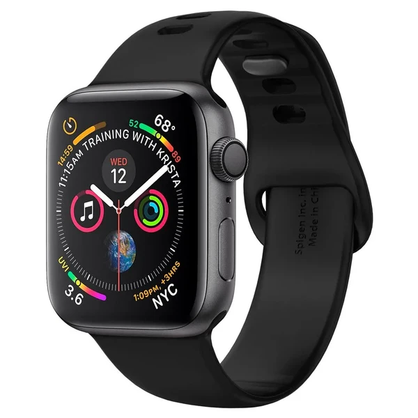 Силіконовий ремінець Spigen Air Fit Black для Apple Watch 44mm SE | 6 | 5 | 4