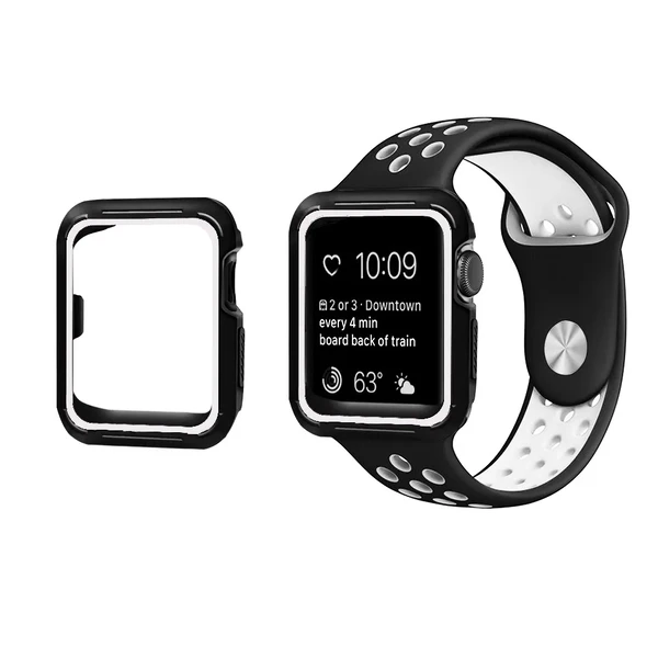 Ремешок + чехол iLoungeMax Sport Band Black | White для Apple Watch 38mm Series 3 | 2 | 1