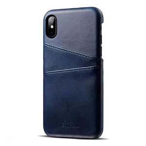 Кожаный чехол с отделениями для карт iLoungeMax Sutent Blue для iPhone X | XS  - Фото 1