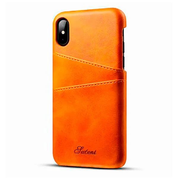 Кожаный чехол с отделениями для карт iLoungeMax Sutent Orange для iPhone X | XS