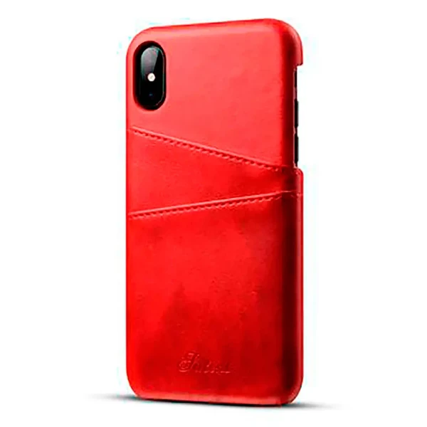 Кожаный чехол с отделениями для карт iLoungeMax Sutent Red для iPhone X | XS
