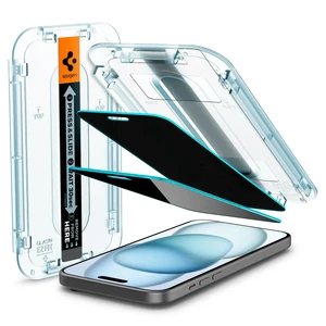 Защитное стекло антишпион с рамкой для поклейки Spigen EZ FIT GLAS.tR Privacy для iPhone 16 | 15 (2 шт.)