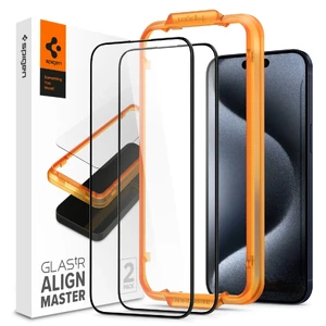 Защитное стекло с рамкой для поклейки Spigen AlignMaster GLAS.tR для iPhone 15 Pro (2 шт.)