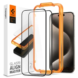 Защитное стекло с рамкой для поклейки Spigen AlignMaster GLAS.tR для iPhone 15 Pro Max (2 шт.)