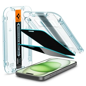 Защитное стекло антишпион с рамкой для поклейки Spigen EZ FIT GLAS.tR для iPhone 16 Plus | 15 Plus (2 шт.)