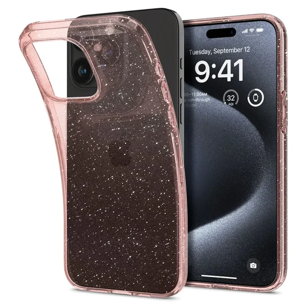 Прозорий чохол Spigen Liquid Crystal Glitter Rose Quartz для iPhone 15 Pro у Львові