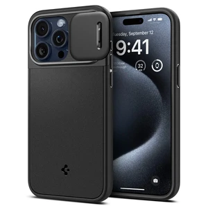 Противоудачный чехол со шторкой для камеры Spigen Optik Armor (MagFit) Black для iPhone 15 Pro - Фото 2