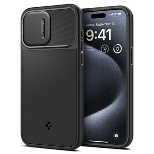 Противоудачный чехол со шторкой для камеры Spigen Optik Armor (MagFit) Black для iPhone 15 Pro - Фото 3