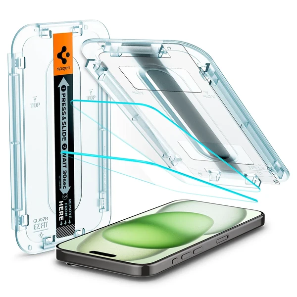 Захисне скло з рамкою для поклейки Spigen EZ FIT Glas.tR для iPhone 16 Plus | 15 Plus (2 шт.)