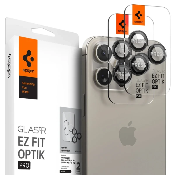 Захисне скло на камеру Spigen Optik Pro Black для iPhone 15 Pro | 15 Pro Max | 14 Pro | 14 Pro Max (2 шт.)