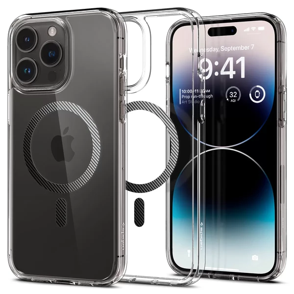 Прозорий чохол Spigen Ultra Hybrid Mag MagSafe Carbon Fiber для iPhone 14 Pro