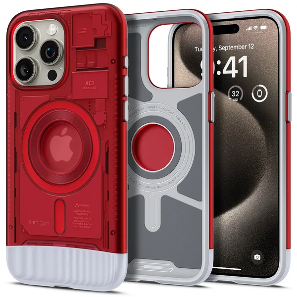 Протиударний чохол Spigen Classic C1 (MagFit) Ruby для iPhone 15 Pro
