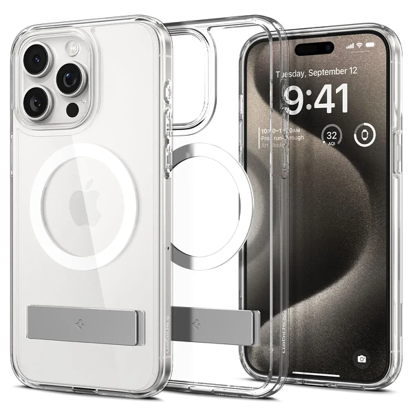 Прозорий чохол з підставкою Spigen Ultra Hybrid S (MagFit) Crystal Clear для iPhone 15 Pro Max в Сумах