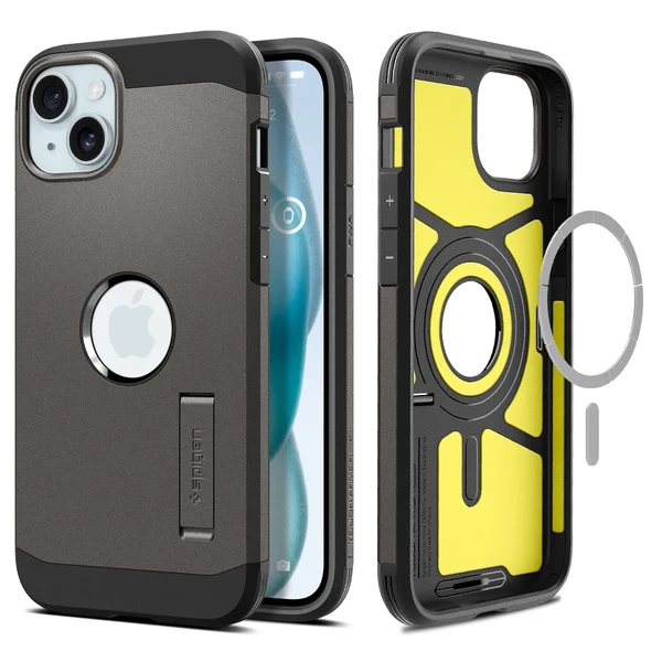 Протиударний чохол з підставкою Spigen Tough Armor (MagFit) Gunmetal для iPhone 15