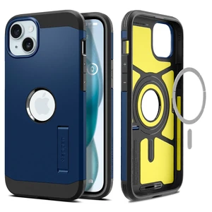 Противоударный чехол с подставкой Spigen Tough Armor (MagFit) Navy Blue для iPhone 15 ACS06812 - Фото 1
