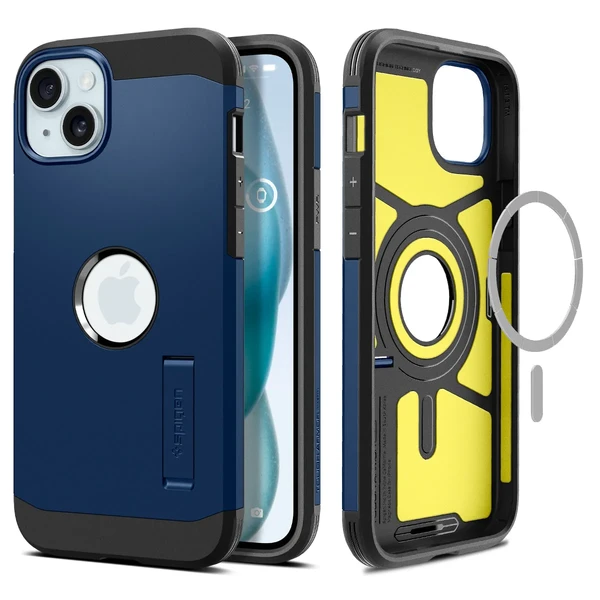Протиударний чохол з підставкою Spigen Tough Armor (MagFit) Navy Blue для iPhone 15