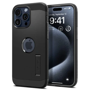 Противоударный чехол с подставкой Spigen Tough Armor (MagFit) Black для iPhone 15 Pro - Фото 2