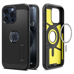 Противоударный чехол с подставкой Spigen Tough Armor (MagFit) Black для iPhone 15 Pro ACS06733 - Фото 1
