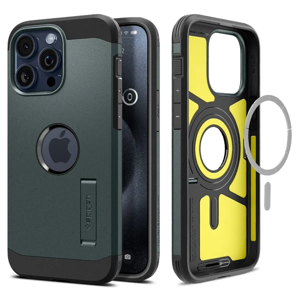 Протиударний чохол з підставкою Spigen Tough Armor (MagFit) Abyss Green для iPhone 15 Pro Max