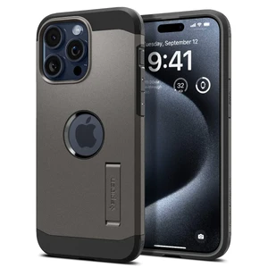 Противоударный чехол с подставкой Spigen Tough Armor (MagFit) Gunmetal для iPhone 15 Pro Max - Фото 2