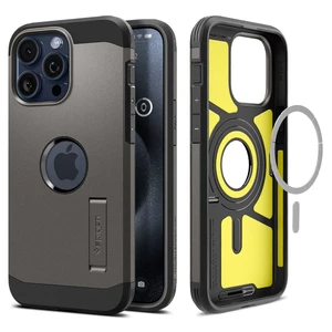 Противоударный чехол с подставкой Spigen Tough Armor (MagFit) Gunmetal для iPhone 15 Pro Max ACS06593 - Фото 1