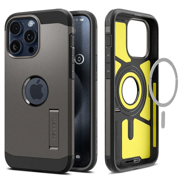 Протиударний чохол з підставкою Spigen Tough Armor (MagFit) Gunmetal для iPhone 15 Pro Max