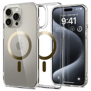 Прозрачный чехол с MagSafe Spigen Ultra Hybrid (MagFit) Gold для iPhone 15 Pro ACS06718 - Фото 1