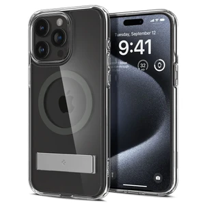 Прозрачный чехол с подставкой Spigen Ultra Hybrid S (MagFit) Graphite для iPhone 15 Pro - Фото 3
