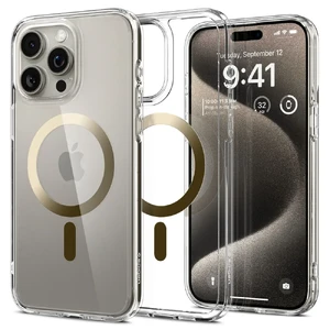 Прозорий чохол з MagSafe Spigen Ultra Hybrid (MagFit) Gold для iPhone 15 Pro Max ACS06579 - Фото 1