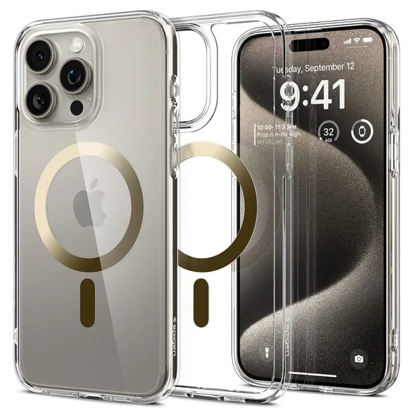 Прозорий чохол з MagSafe Spigen Ultra Hybrid (MagFit) Gold для iPhone 15 Pro Max в Сумах