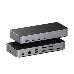 Док-станція 13-в-1 USB-C Satechi Triple 4K Docking Station з підтримкою 3 моніторів 4K портами 100W PD, 2 DisplayPort, 3 HDMI, 4 USB-C, USB-A, Ethernet, AUX для iPad | MacBook | Windows