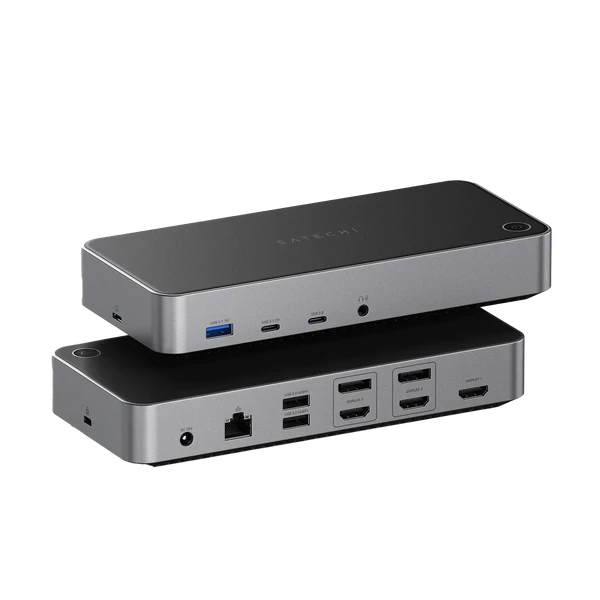 Док-станція 13-в-1 USB-C Satechi Triple 4K Docking Station з підтримкою 3 моніторів 4K портами 100W PD, 2 DisplayPort, 3 HDMI, 4 USB-C, USB-A, Ethernet, AUX для iPad | MacBook | Windows