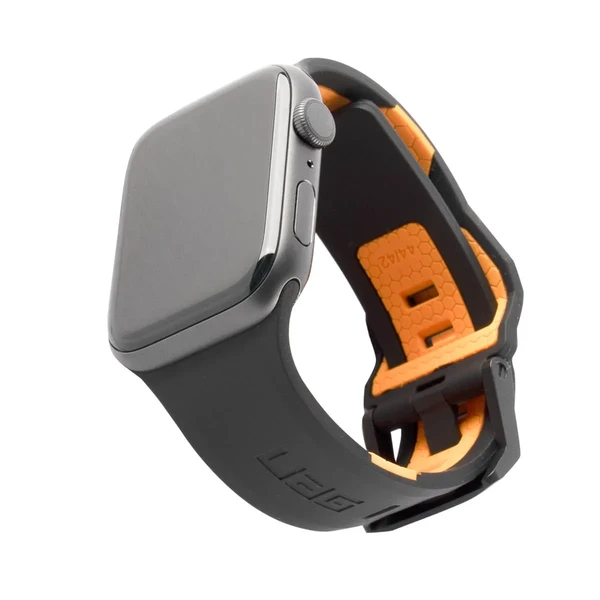 Силіконовий ремінець UAG Civilian Silicone Black | Orange для Apple Watch 44mm SE | 6 | 5 | 4
