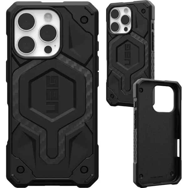 Чорний чохол з вуглецевим волокном Urban Armor Gear Monarch Pro Mag для iPhone 16 Pro