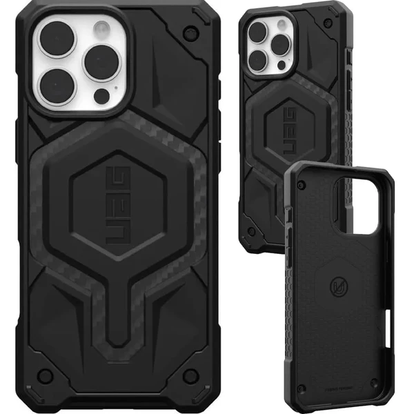 Черный чехол с углеродным волокном Urban Armor Gear Monarch Pro Mag для iPhone 16 Pro Max