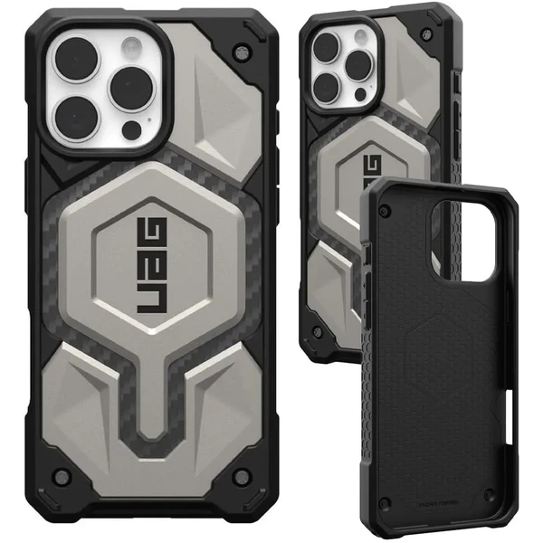 Титан-чорний чохол з карбоном Urban Armor Gear Monarch Pro Mag для iPhone 16 Pro Max