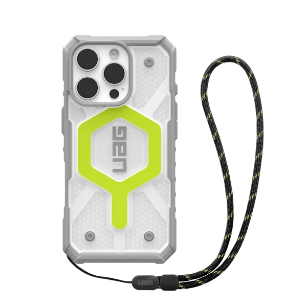 Протиударний чохол зі шнурком UAG Pathfinder MagSafe Active Neon Case + Black Neon Lanyard для iPhone 16 Pro