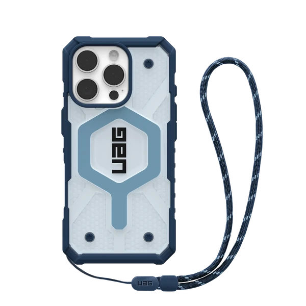 Протиударний чохол зі шнурком UAG Pathfinder MagSafe Clear Blues Case + Blues Lanyard для iPhone 16 Pro Max