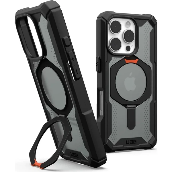 Напівпрозорий чорний чохол з помаранчевим UAG Plasma XTE Mag для iPhone 16 Pro